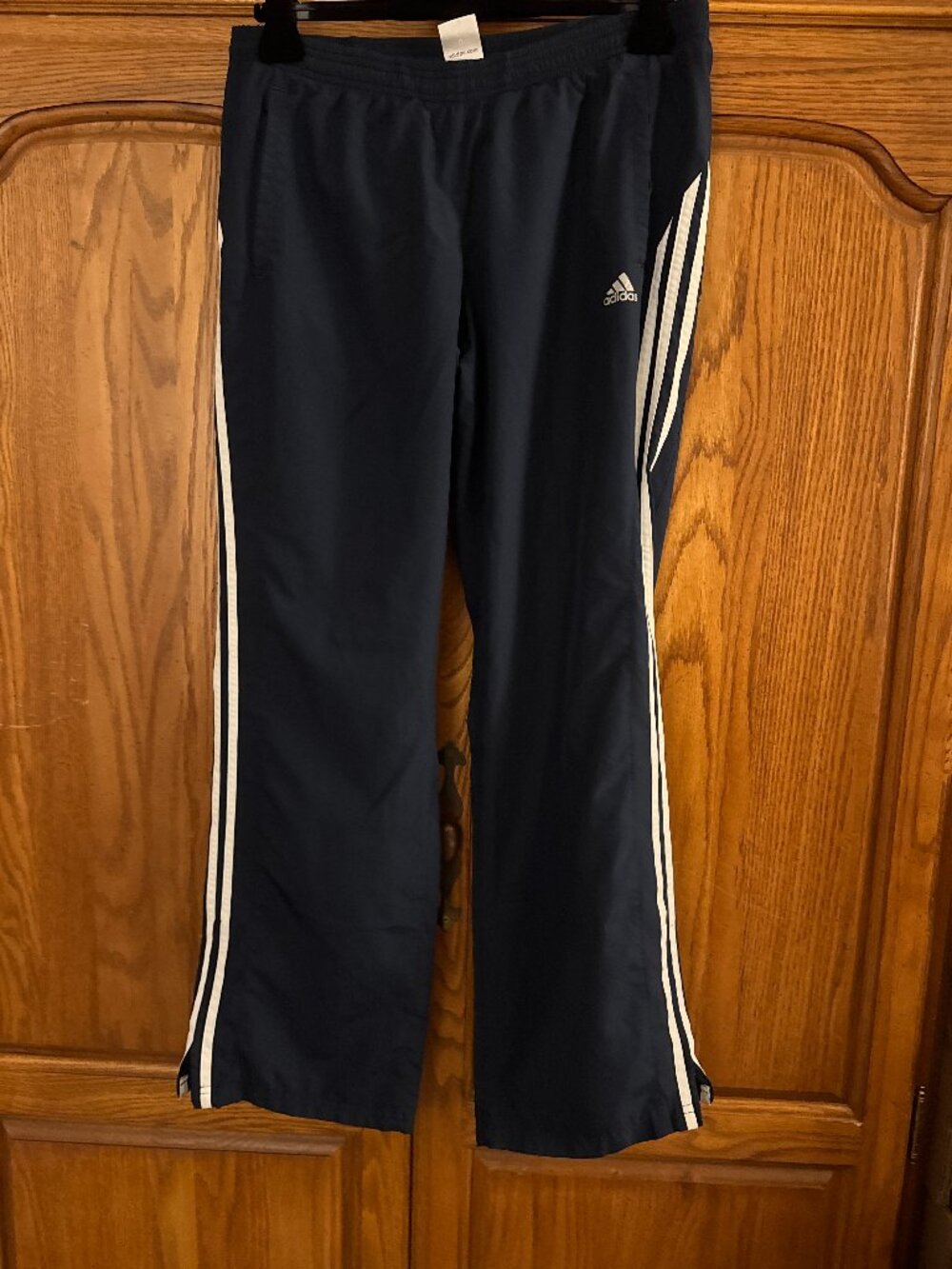 adidas Navy Blue Track Pants with White Stripes